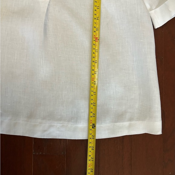 tunic styled Mango White Short-sleeved 100% Linen Shirt size Large - Picture 3 of 7